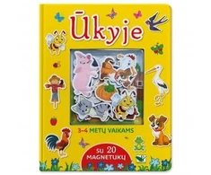 KNYGA Lavinamoji knygelė „Ūkyje“ su 20 magnetukų. Skirta 3-4 metų vaikams.