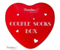 Kojinės COUPLE BOX 2 poros dėžutė Širdies vaivorykštės kojinės