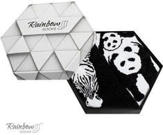 kojinės su gyvūnų motyvais Zebra Panda juoda ir balta 2 poros