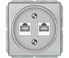 Kompiuterio lizdas VILMA STANDARD ST 150 be rėmelio, 2 vietų (2xRJ45 CAT5E UTP), metalo spalvos