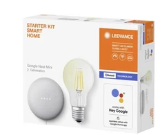 Komplektas- išmanusis garsiakalbis GOOGLE NEST + 6W SMART LED lemputė, E27