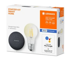 Komplektas- išmanusis garsiakalbis GOOGLE NEST + 6W SMART LED lemputė, E27