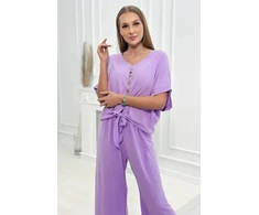 Komplektas su palaidine ir kelnėmis, šviesiai violetinės spalvos