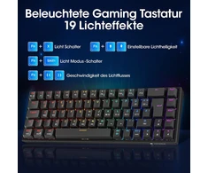 KOORUI mechaninė 60 % žaidimų klaviatūra su RGB apšvietimu, QWERTZ, MKC01