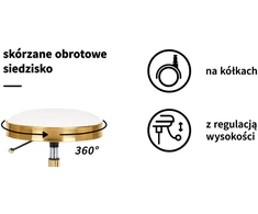 Kosmetologinė taburetė H7, balta su aukso spalvos pagrindu