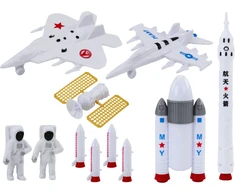 Kosmoso figūrėlių rinkinys su astronautais ir raketomis, 11 dalių