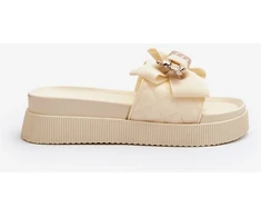 Kreminės platforminės basutės su kaspinu Step in style