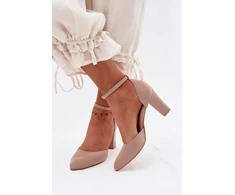 Kreminės spalvos aukštakulnės basutės su sagtimi Step in style
