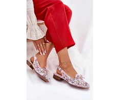 Kreminės spalvos ažūrinės balerinos su kulniuku Step in style