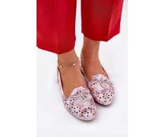Kreminės spalvos ažūrinės balerinos su kulniuku Step in style