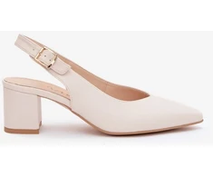 Kreminės spalvos basutės su kulnu Step in style