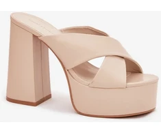 Kreminės spalvos basutės su kulnu Step in style