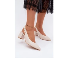 Kreminės spalvos basutės su kulnu Step in style