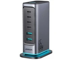 Įkroviklis Joyroom JR-TCM02 GaN 65W 4xUSB-C 2xUSB-A kištukas UK – pilkos spalvos