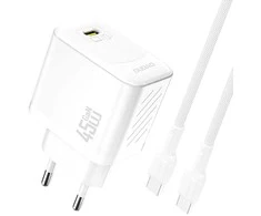 Dudao A28C 45W GaN laidinis įkroviklis + USB-C kabelis – baltos spalvos