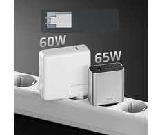 Cuktech 65 W GaN 2 x USB-C 1 x USB-A sieninis įkroviklis – pilkas
