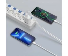 Tech-Protect NCA30 PD 30W QC3.0 USB-A / USB-C sieninis įkroviklis + USB-C / Lightning laidas 100 cm - Baltas
