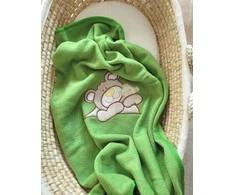 Kūdikio flisinis pledas žalias su meškučiu