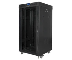 Lanberg grindų pastatoma rack spintelė 19" 22U 600x600 juoda stiklinės durys LCD V2