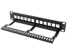 LANBERG patch panel blank 12 port 1U su organizatoriumi Keystone moduliams juodas
