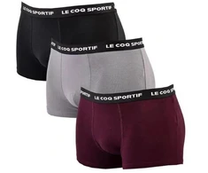 Le Coq Sportif vyriškos bokserės, 3 vnt. pakuotė, juodos, pilkos ir bordo spalvos