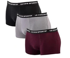 Le Coq Sportif vyriškos bokserės, 3 vnt. pakuotė, juodos, pilkos ir bordo spalvos