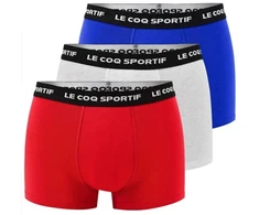 Le Coq Sportif vyriškos bokserių stiliaus kelnaitės, 3 vnt., raudonos, pilkos, tamsiai mėlynos
