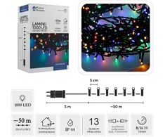 LED girlianda, 1000 LED, 53 m, spalvota