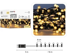LED girlianda „Cherry Ball“ 200 LED, šiltai balta, 16 m