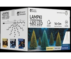 LED girlianda su žiedu, 3 m, 480 LED, šiltai balta