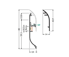 LED grindjuostės profilis SKIRT10 AC2/Q9, anoduoto aliuminio, 2m