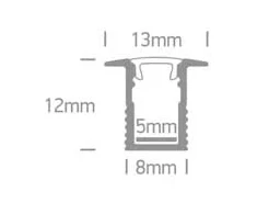 LED įleidžiamas profilis, baltas, su dangteliu, 2m, 7901R/W