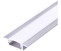 LED įleidžiamas profilis P02, anoduoto sidabro sp., 2m, su dangteliu ir užbaigimais