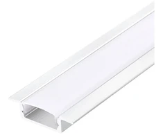 LED įleidžiamas profilis P02, baltas, 2m, su dangteliu ir užbaigimais