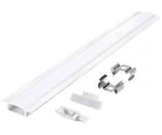 LED įleidžiamas profilis P02, baltas, 2m, su dangteliu ir užbaigimais