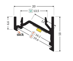 LED juostos kampinis profilis CORNER12.v2, baltas, 3m