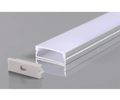 LED juostos paviršinis profilis OPTONICA, sidabro sp., 2m, su baltu dangteliu ir užbaigimais