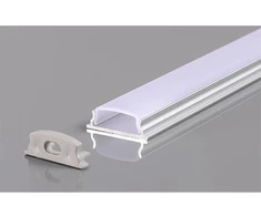 LED juostos paviršinis profilis OPTONICA, sidabro sp., 2m, su baltu dangteliu ir užbaigimais