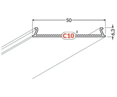 LED juostos profilio dangtelis C10 CLICK WIDE, skaidrus, 1m