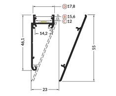 LED juostos profilio dangtelis WALLE12, anoduotas aliuminis, 2m