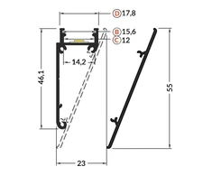 LED juostos profilio dangtelis WALLE12, neanoduotas aliuminis, 2m