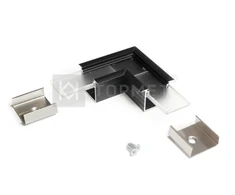 LED juostos profilio LINEA-IN20 90 laipsnių kampinis sujungimas, juodai anoduotas