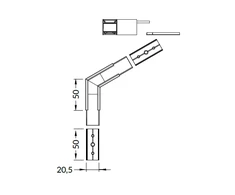 LED juostos profilio LINEA20 120 laipsnių kampinis sujungimas, juodai anoduotas