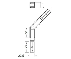 LED juostos profilio LINEA20 135 laipsnių kampinis sujungimas, anoduotas aliuminis