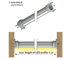 LED juostos profilio OVAL20 laikiklis, anoduotas