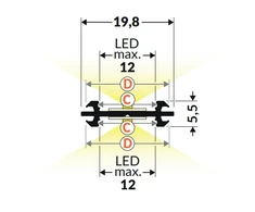 LED juostos profilis ARC12 DUO, anoduotas aliuminis, 3m