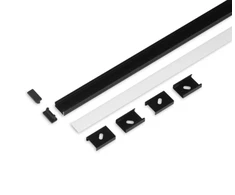 LED juostos profilis BEGTON12, juodas, 2m, su 4 vnt tvirtinimo el., 2 vnt užbaigimo el., baltu dangteliu