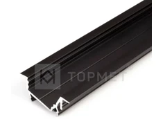 LED juostos profilis DIAGONAL14 F/TY, juodas, 2m