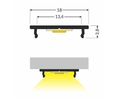 LED juostos profilis FIX12, neanoduotas aliuminis, 1m