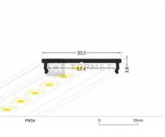 LED juostos profilis FIX16, neanoduotas aliuminis, 2m